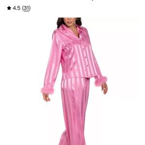 Linea Donatella Pink Satin Pajama Set